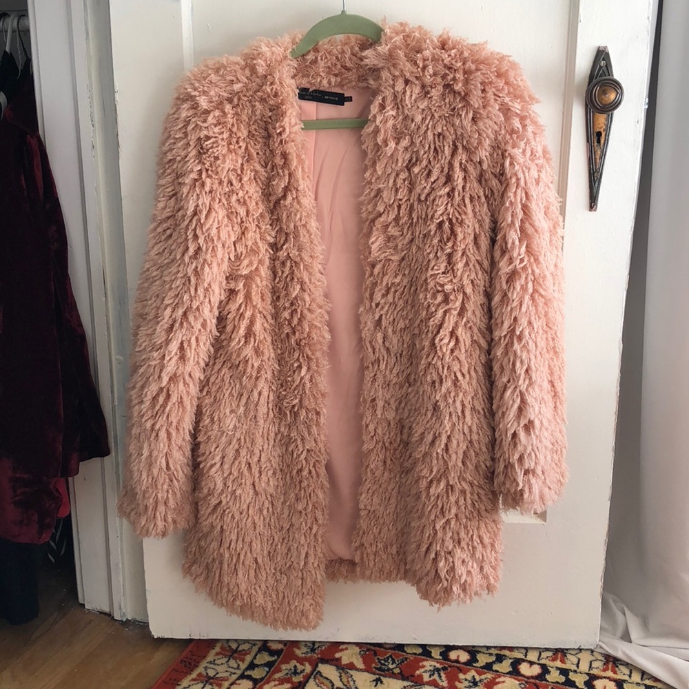 House of Harlowe Pink Fuzzy Coat